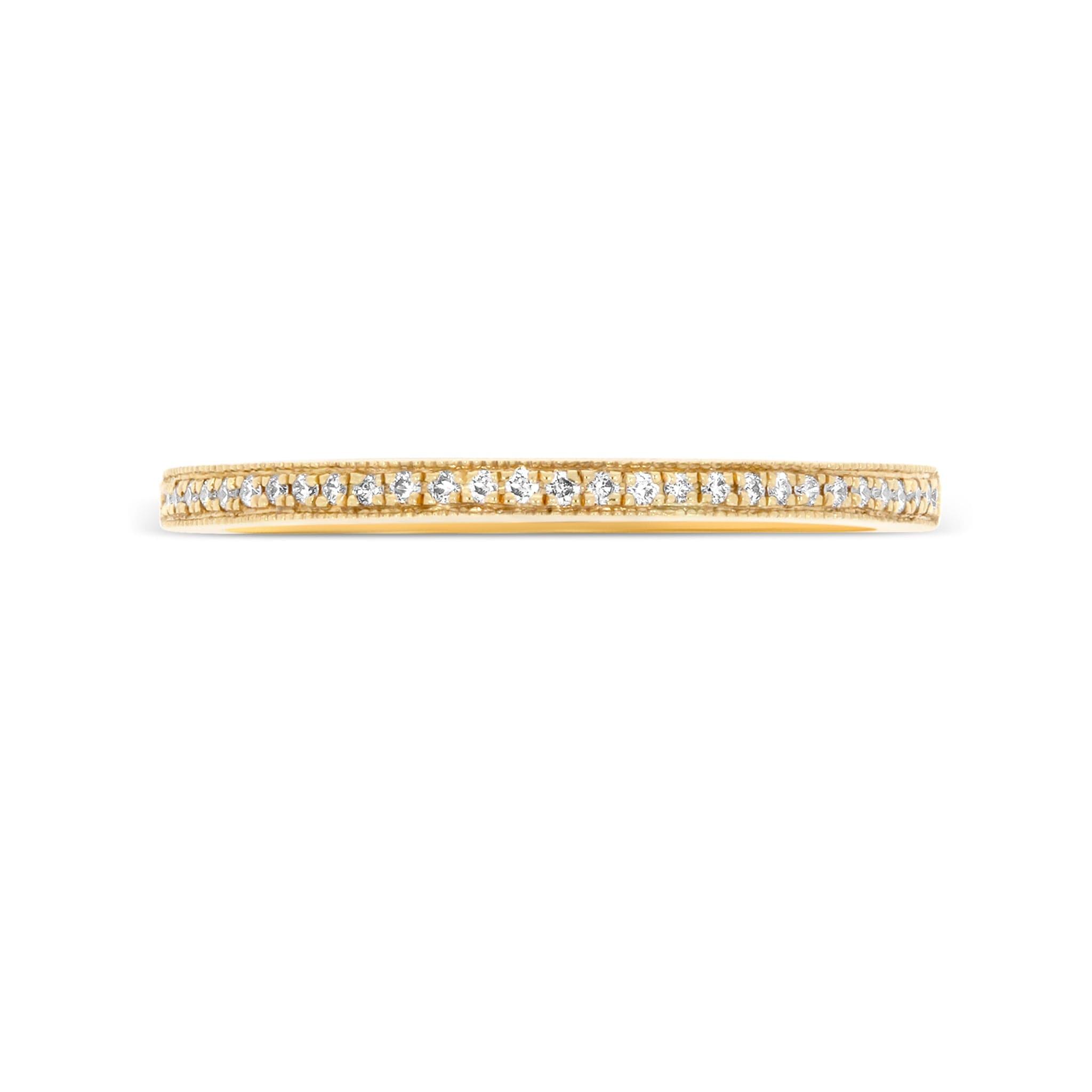 Pavé Millgrain 0.08ct Diamond Band in Yellow Gold - Rosendorff Diamond Jewellers